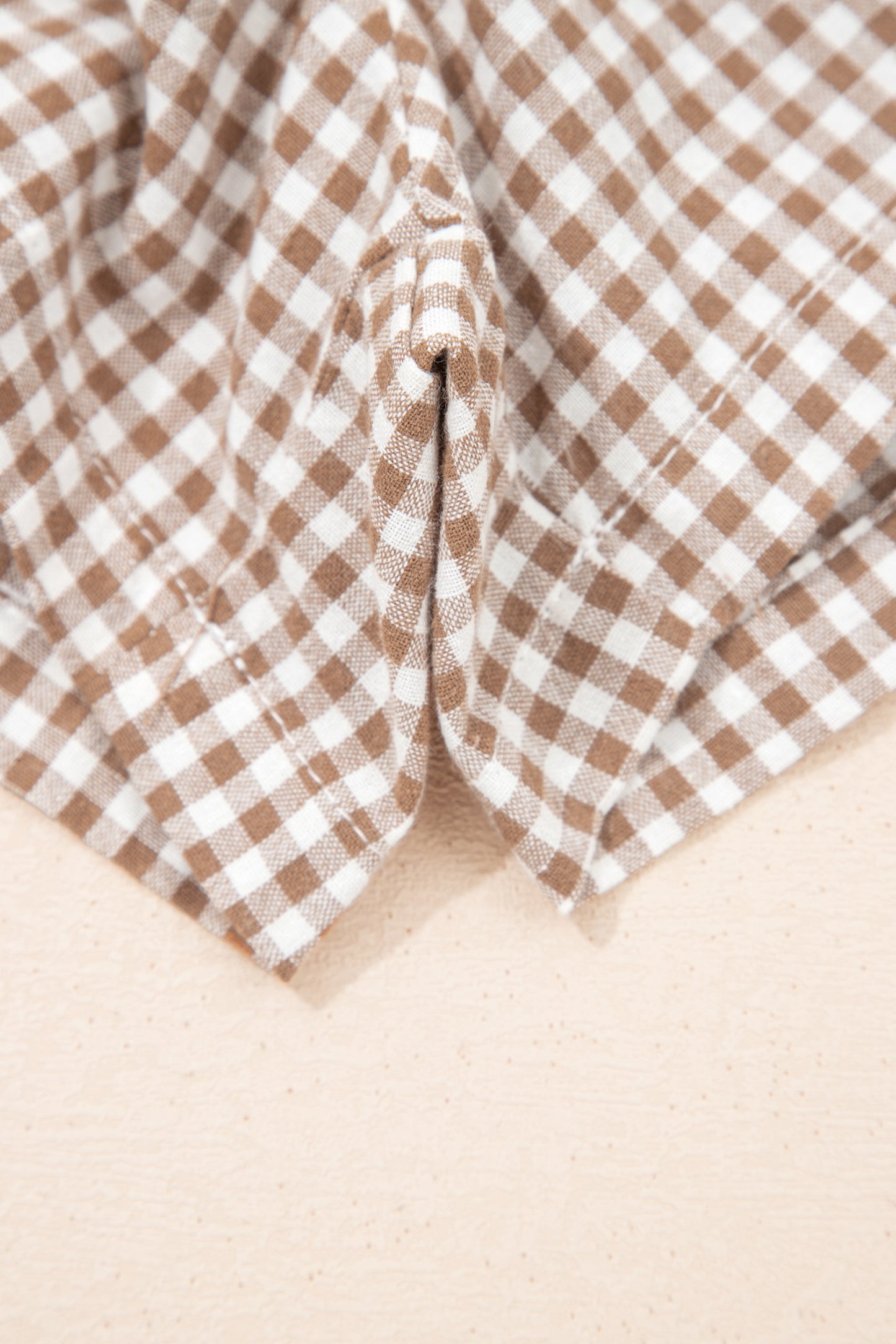 Khaki Contrast Trim Plaid Print Plus Size Shorts
