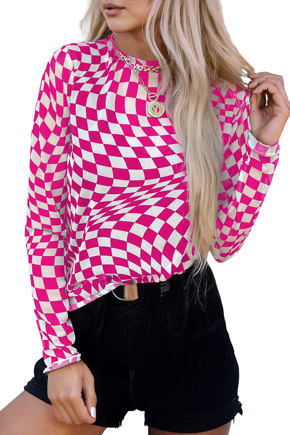 Pink Checkered Mesh