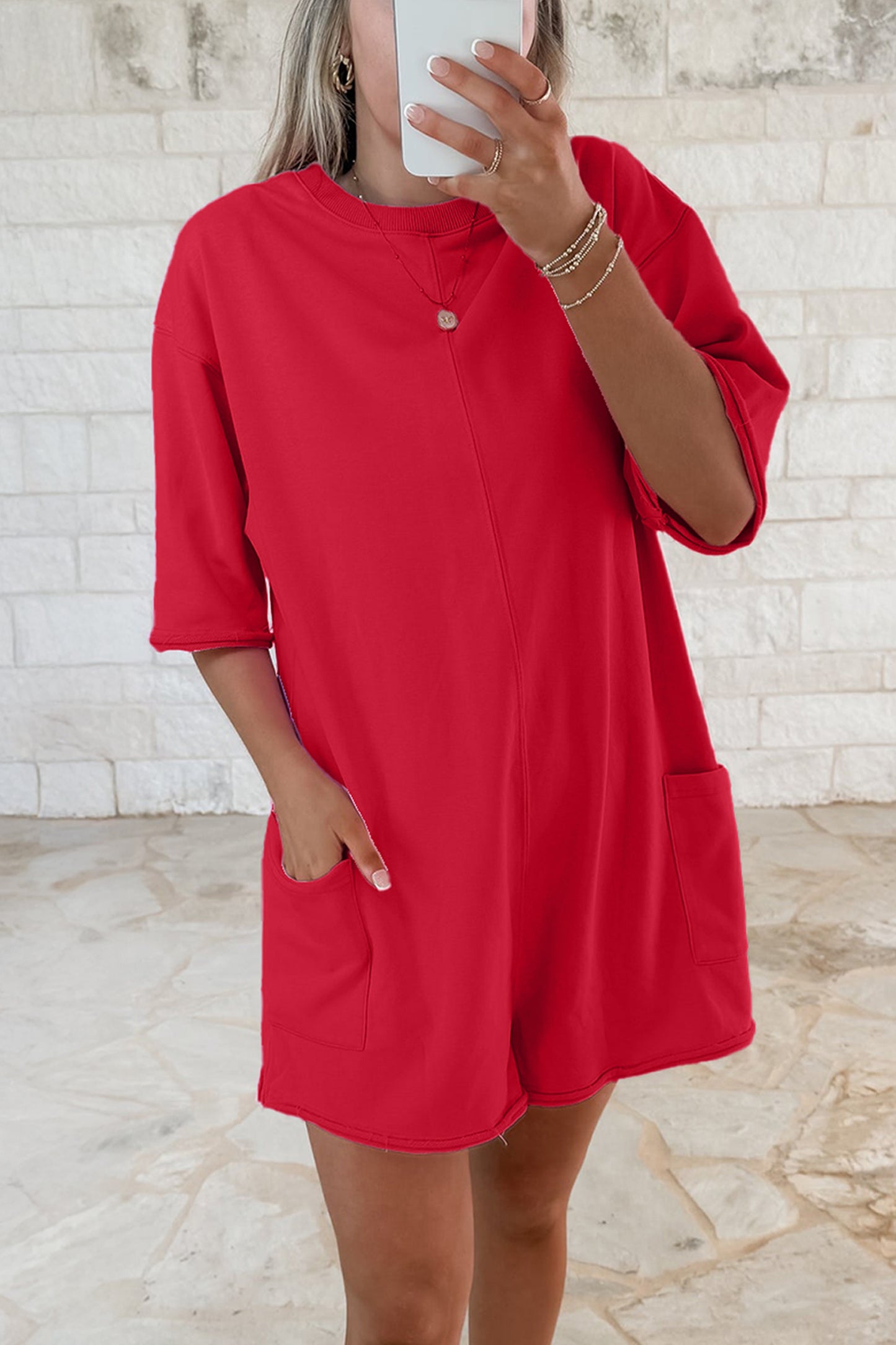 Fiery Red Loose Romper