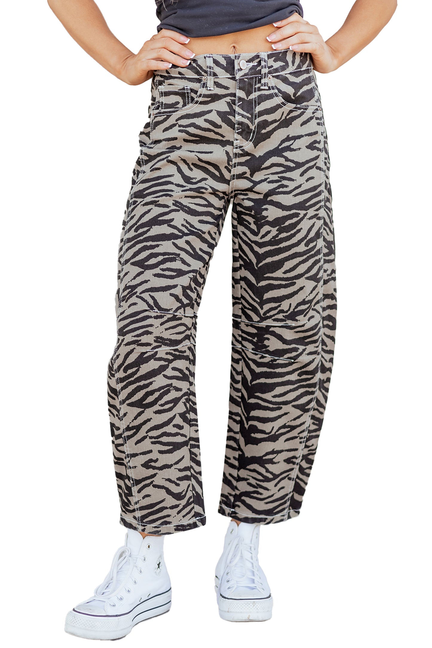 Gray Zebra Stripe Jeans