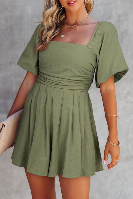 Jungle Green Puff Romper