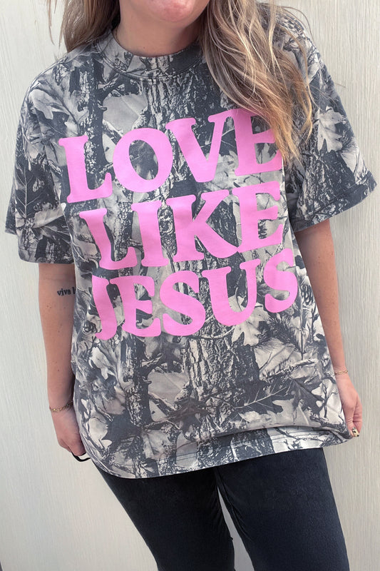 Gray Camouflage LOVE LIKE JESUS Plus Size Tee