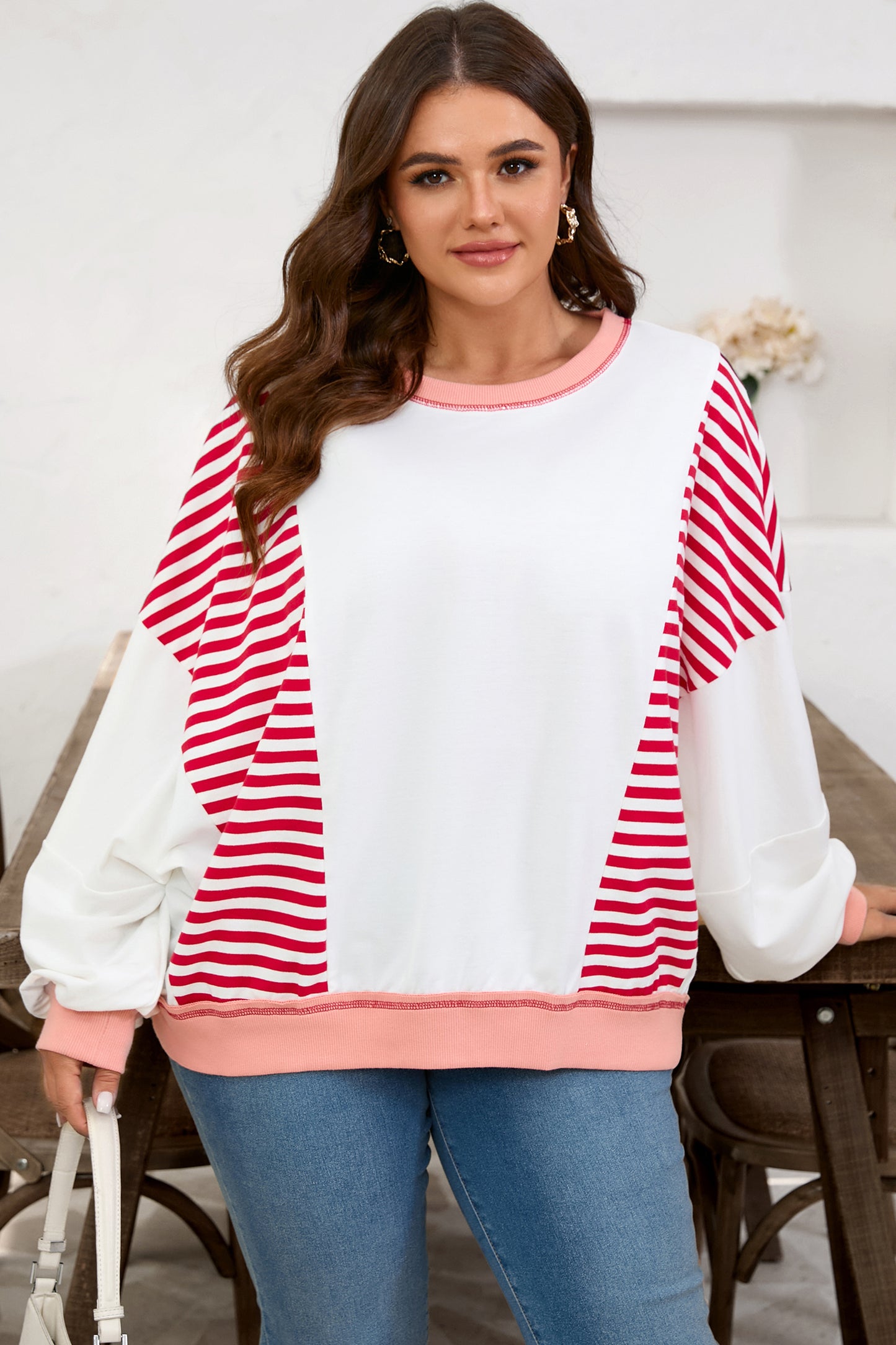 Red Stripe Plus Sweatshirt