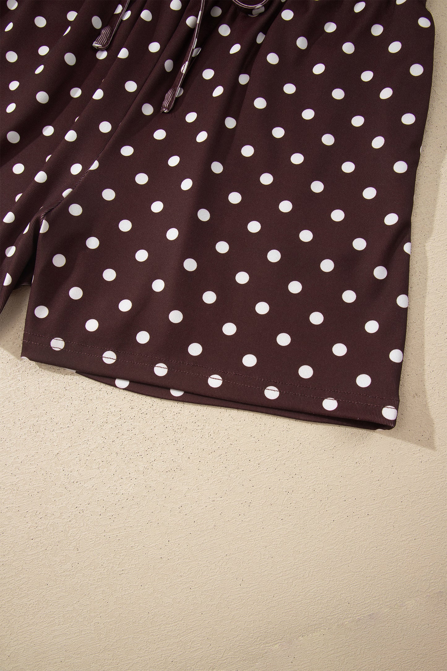 Brown Polka Dot Halter Short Set