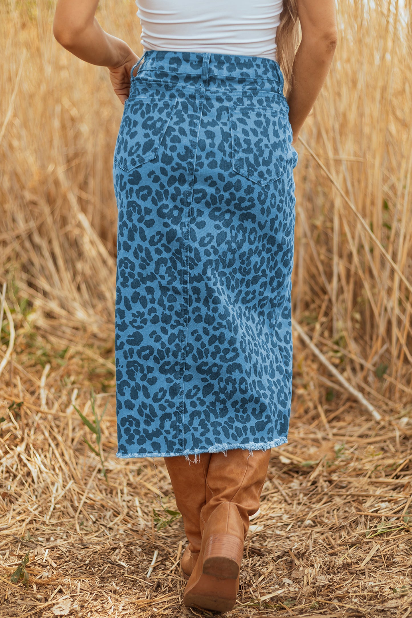 Leopard Denim Skirt