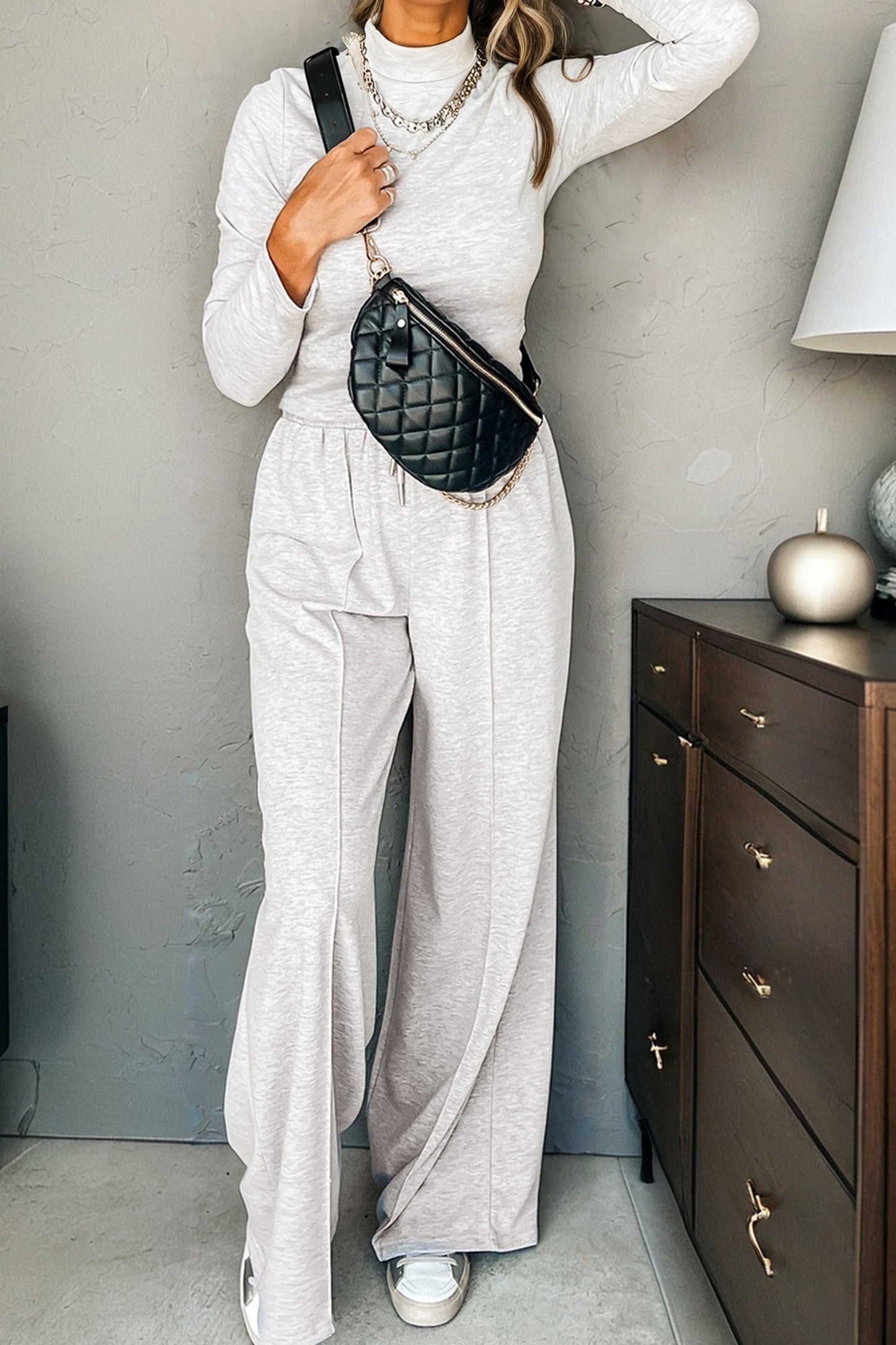 Light Grey Pants Set