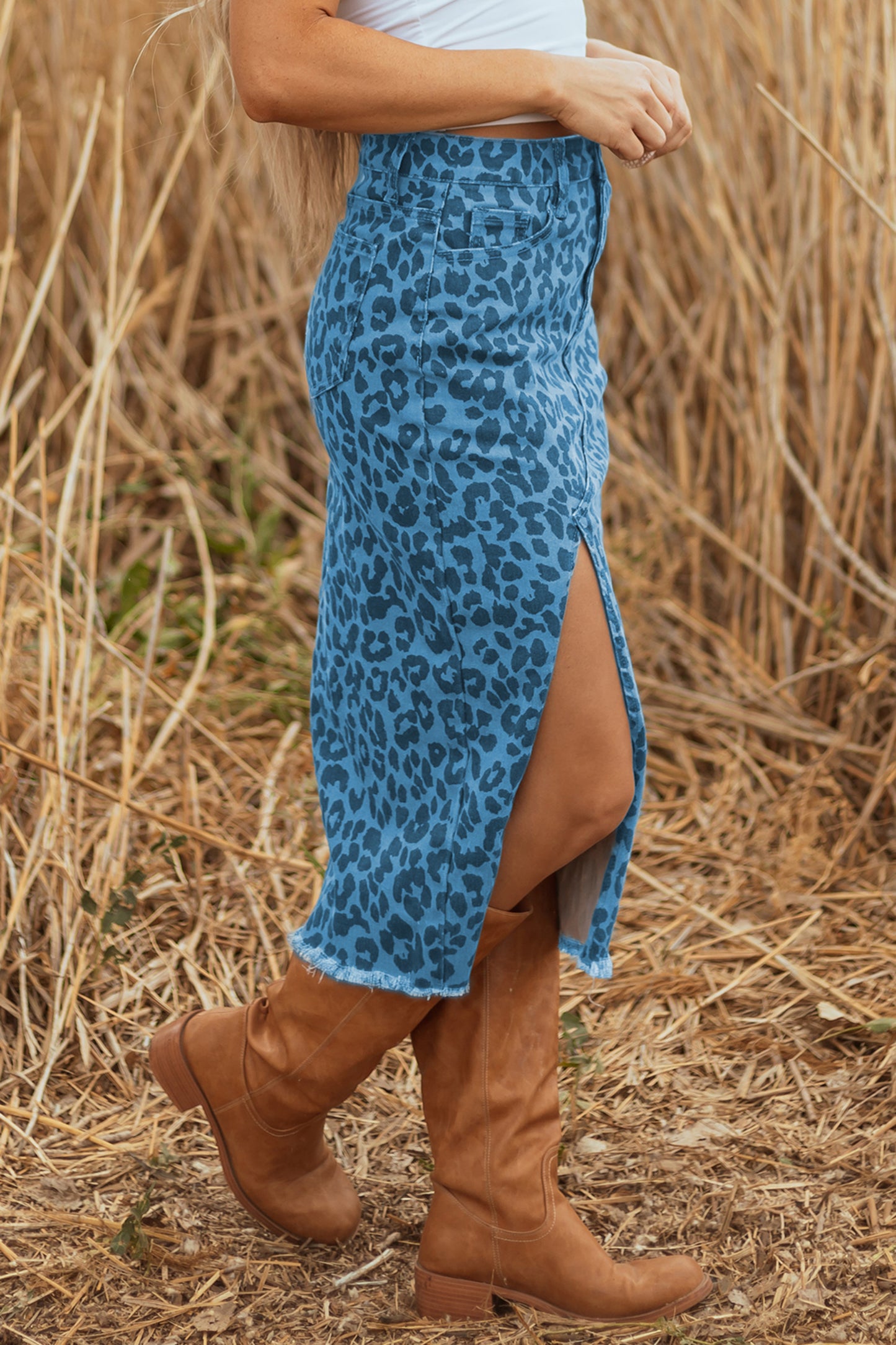 Leopard Denim Skirt