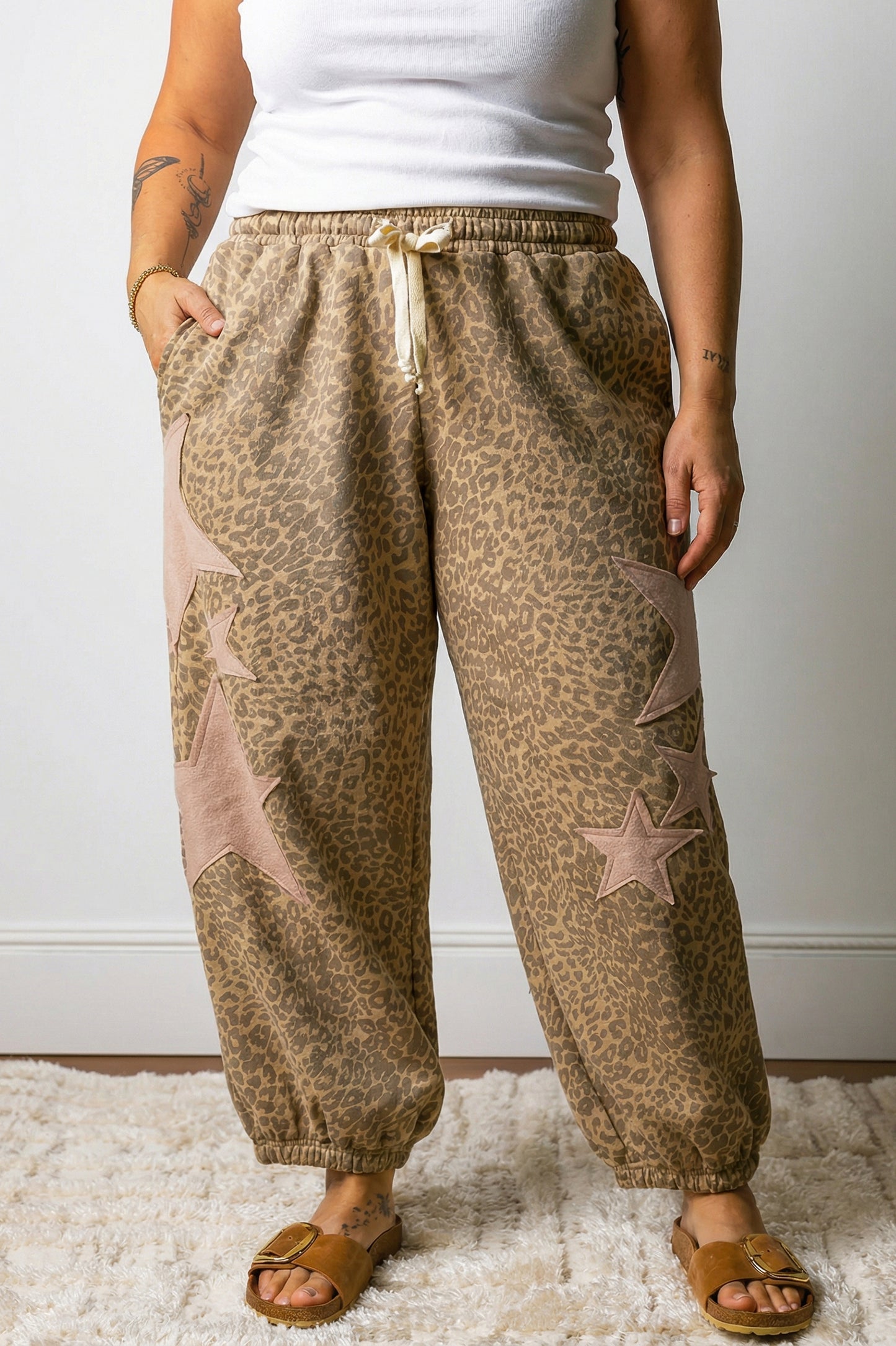 Plus Size Leopard Jogger Pants