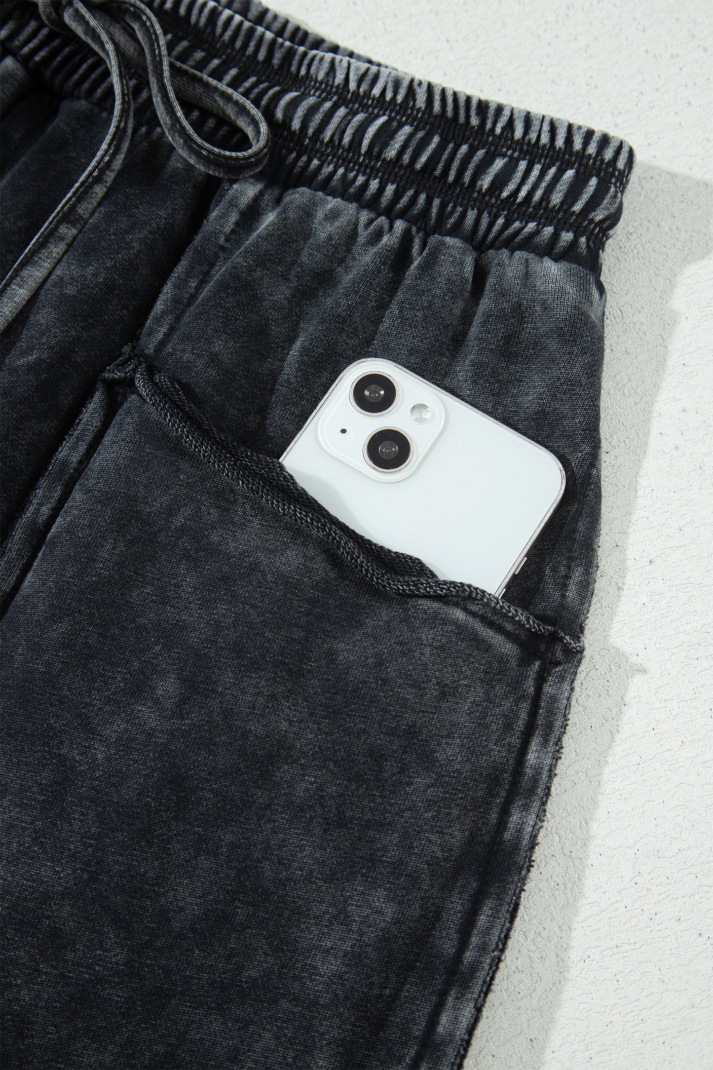 Black Mineral Wash  Barrel Pants
