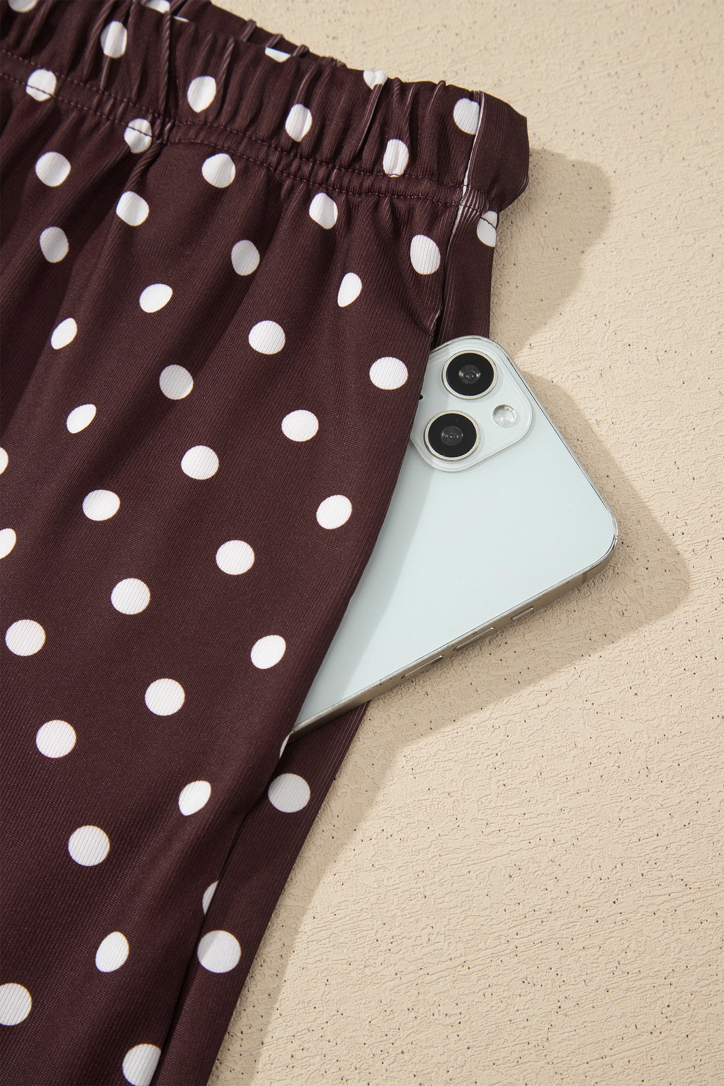 Brown Polka Dot Halter Short Set