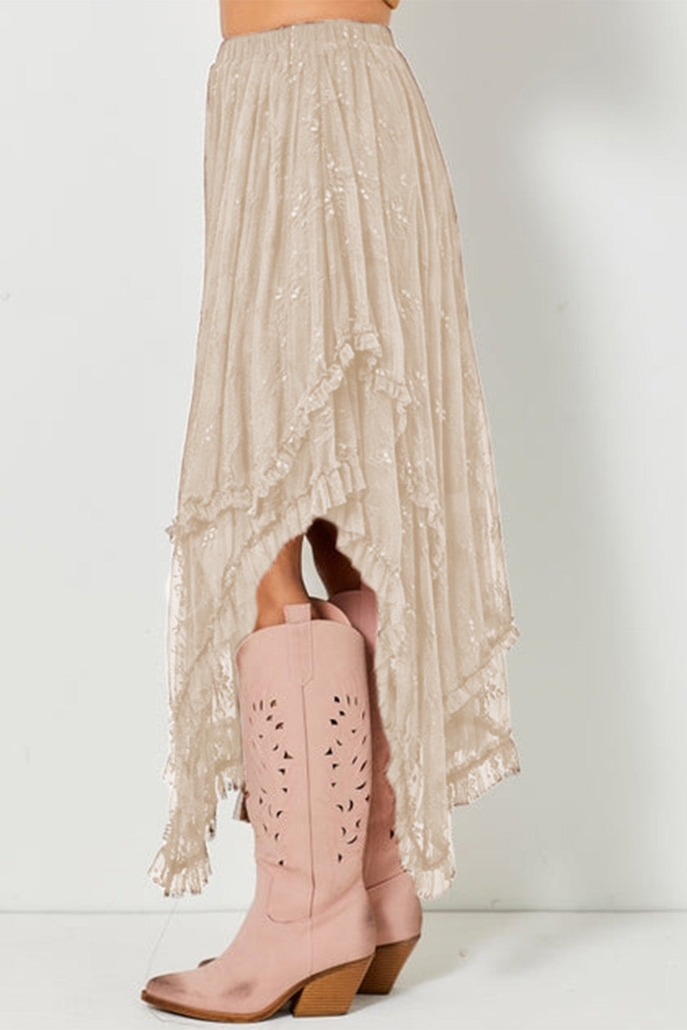 Apricot Lace Maxi Skirt