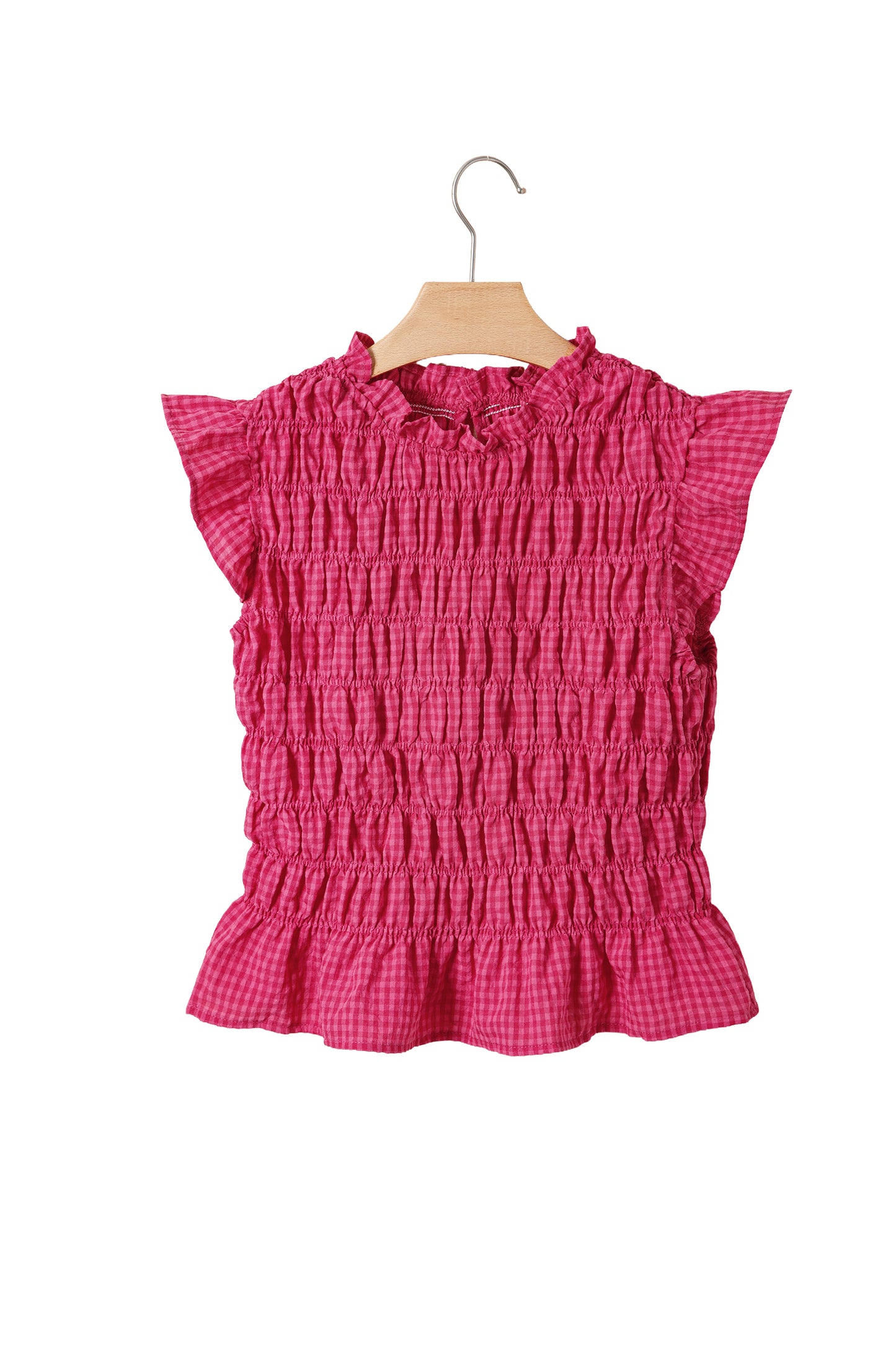 Red Plaid Ruffle Trim Tank Top