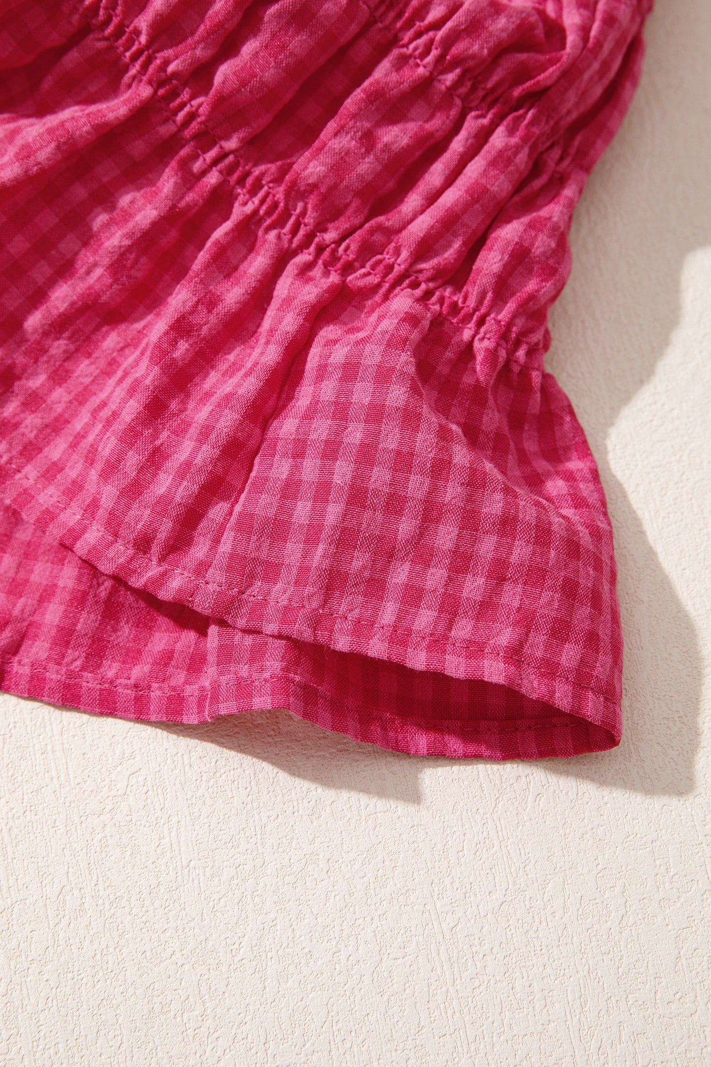 Red Plaid Ruffle Trim Tank Top