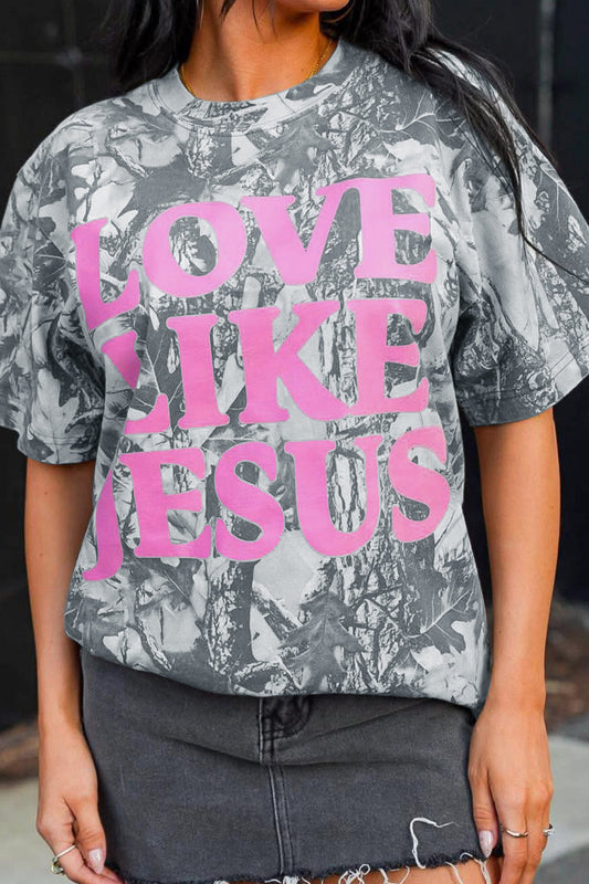 Pink Camo LOVE LIKE JESUS Casual Tee