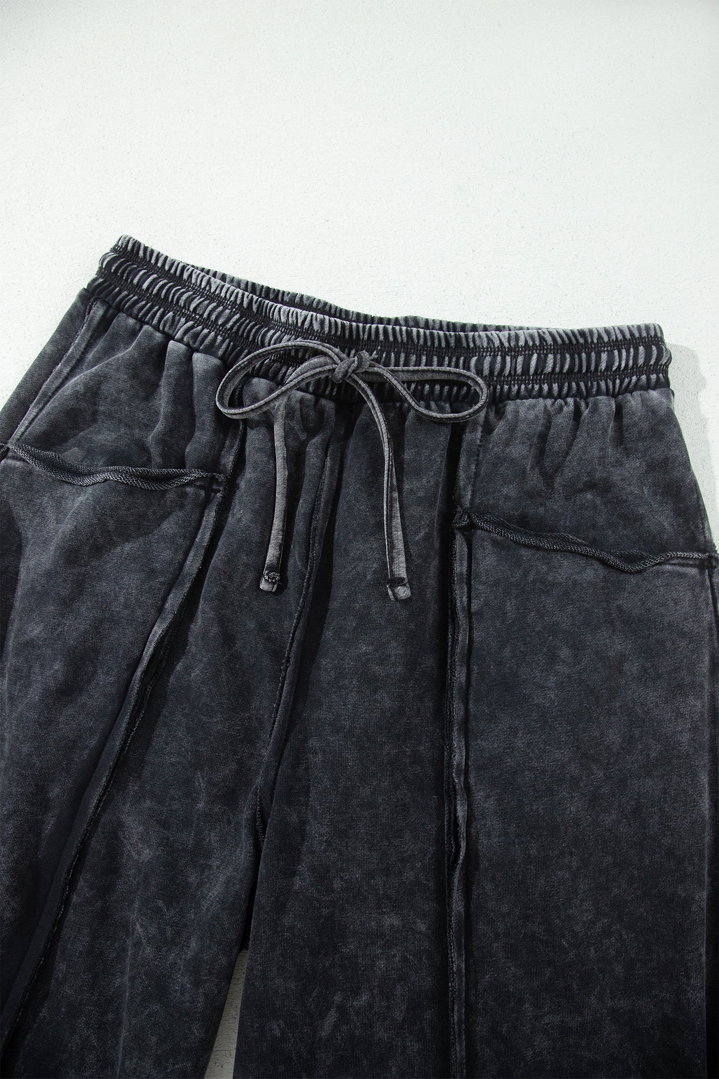 Black Mineral Wash  Barrel Pants