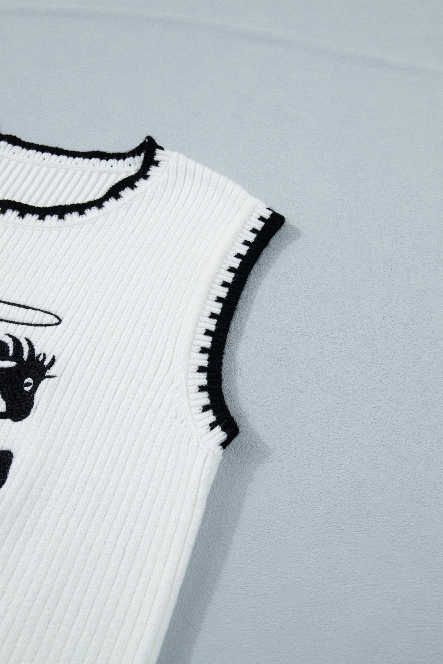 White Contrast Rodeo Sweater Vest