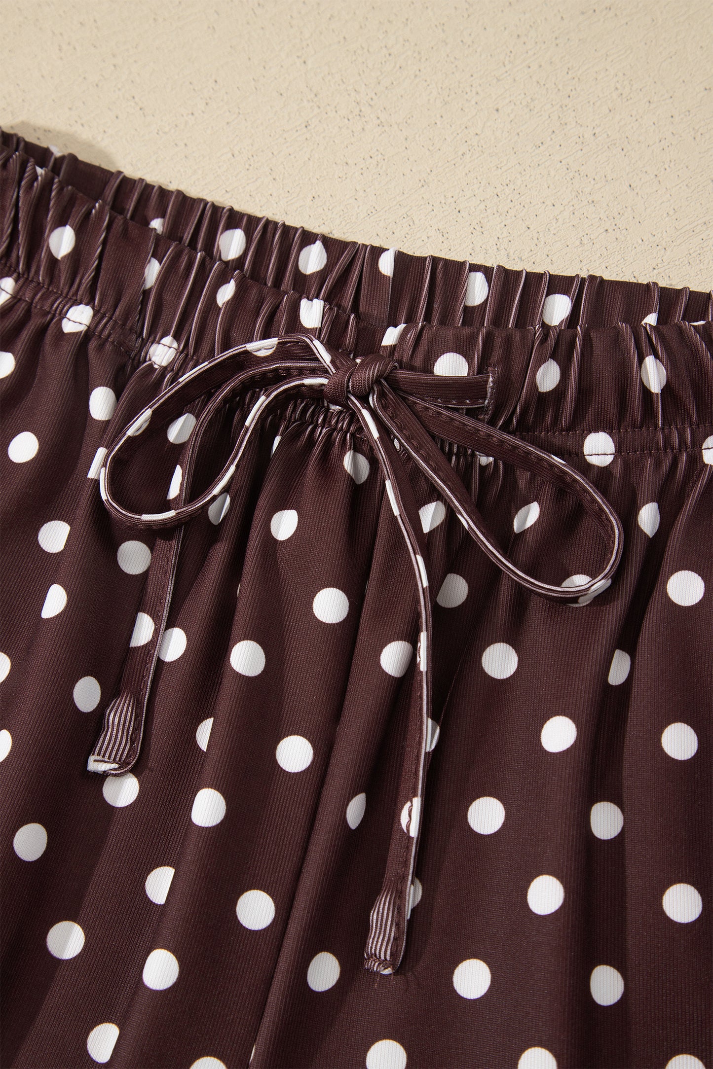 Brown Polka Dot Halter Short Set