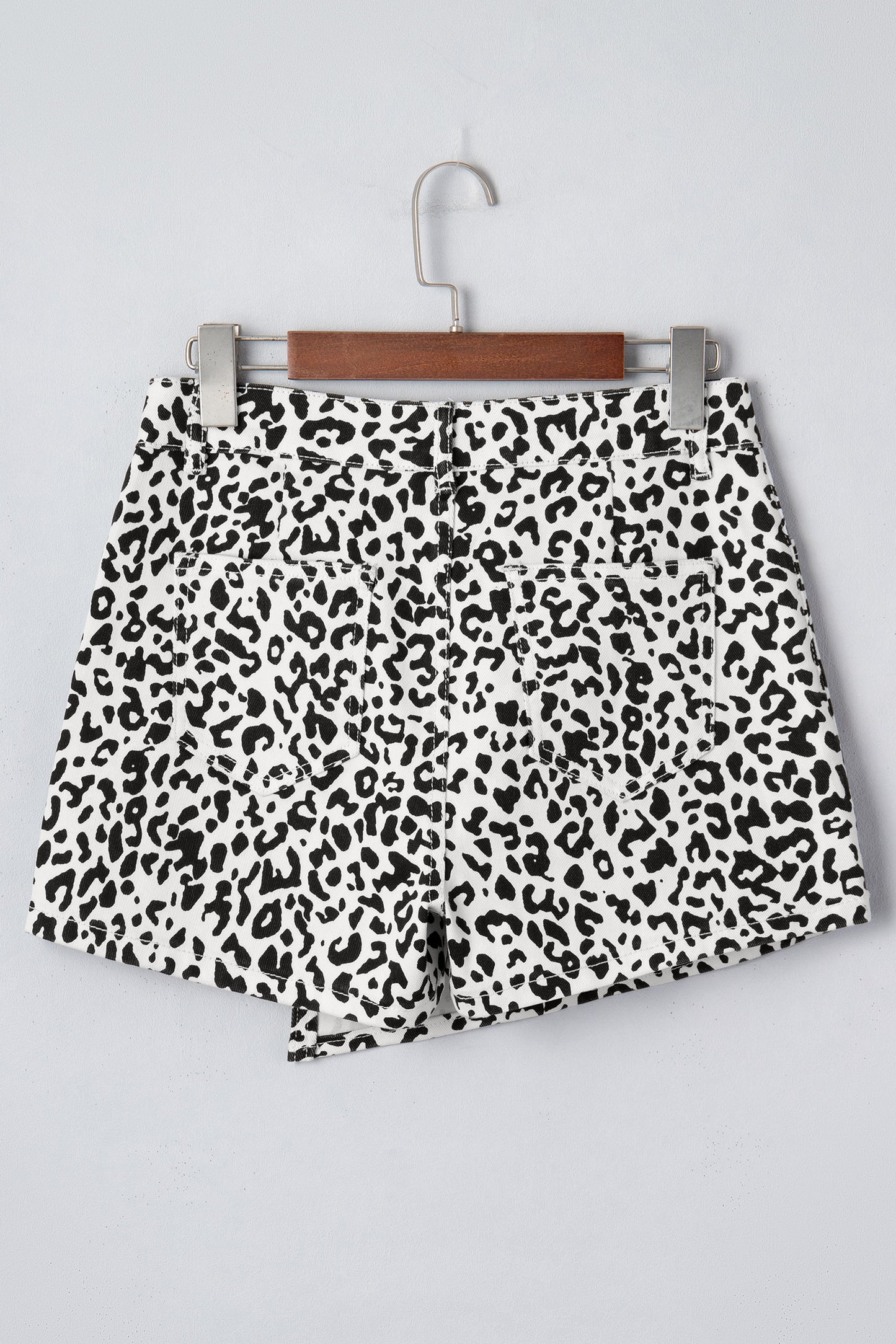 Leopard Overlap Denim Shorts