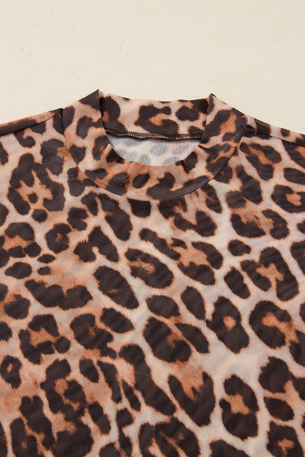 Brown Leopard Mesh Top