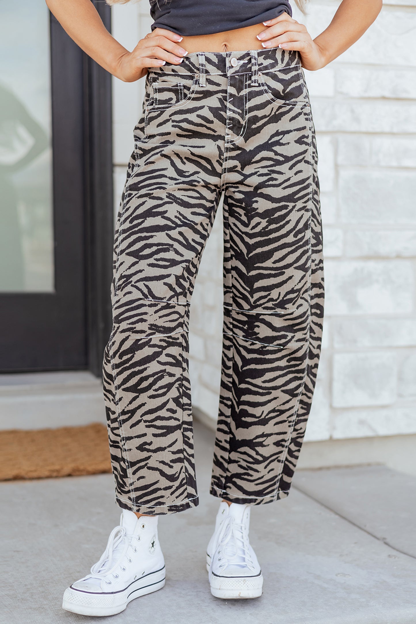 Gray Zebra Stripe Jeans