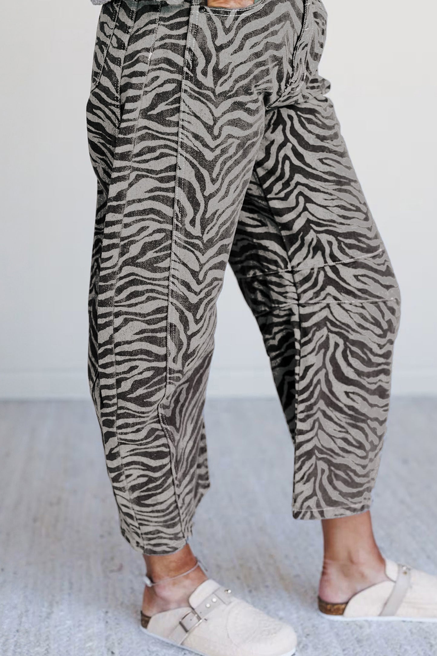 Gray Zebra Stripe Jeans