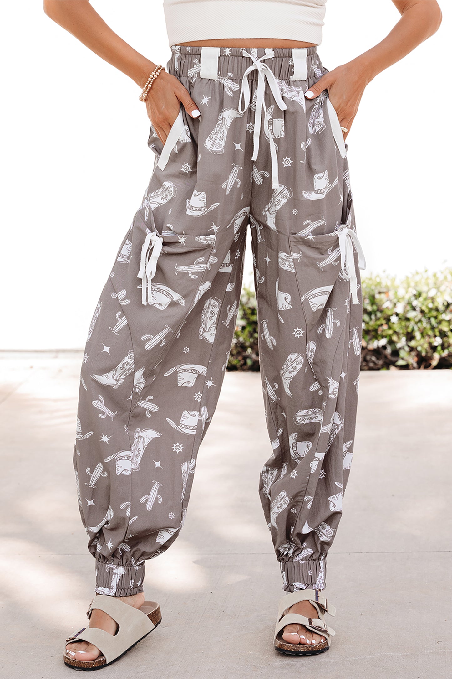 Khaki Wildwest Drawstring Jogger Pants