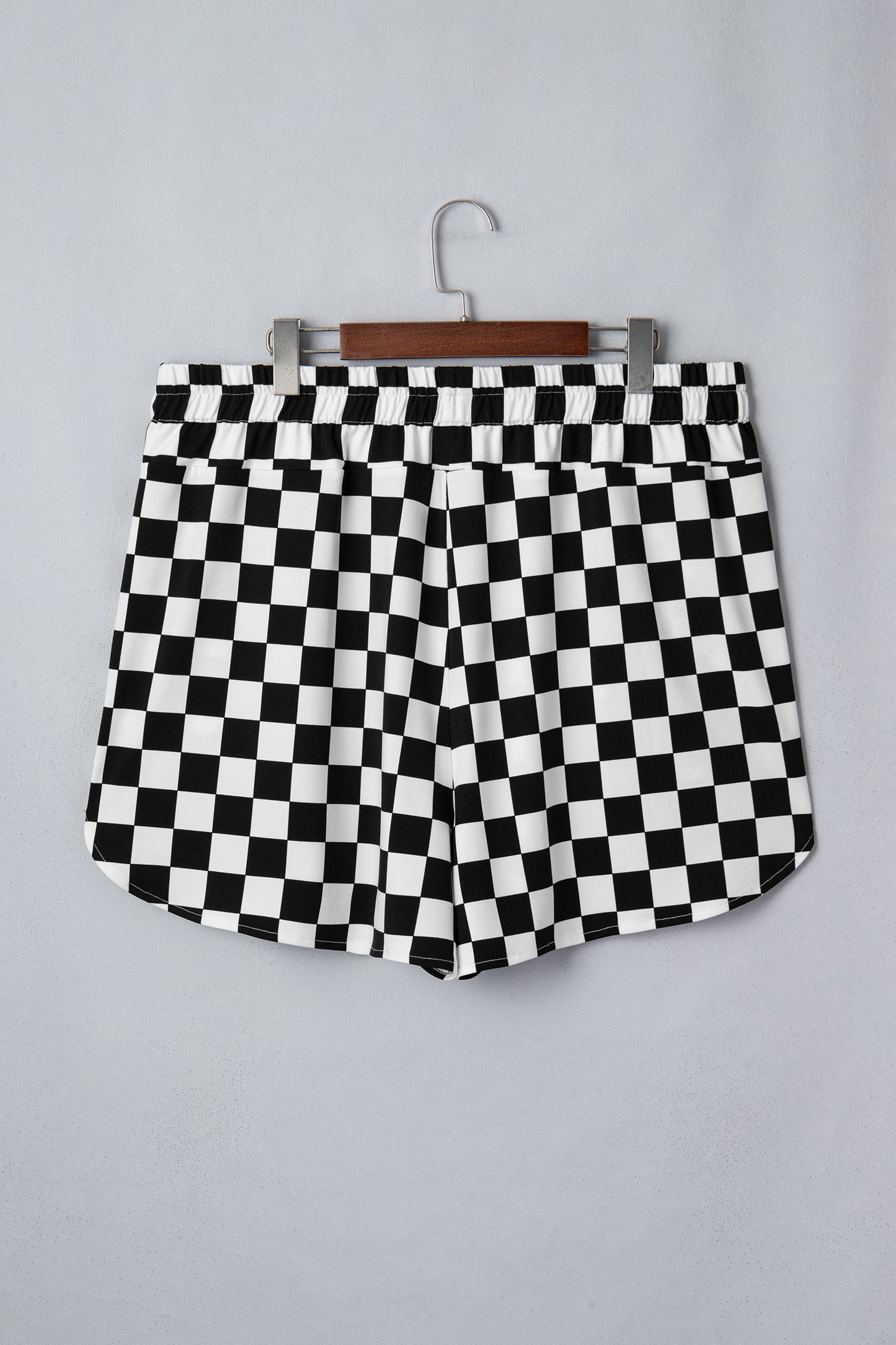 Black Plus Size Checkered Athleisure Shorts
