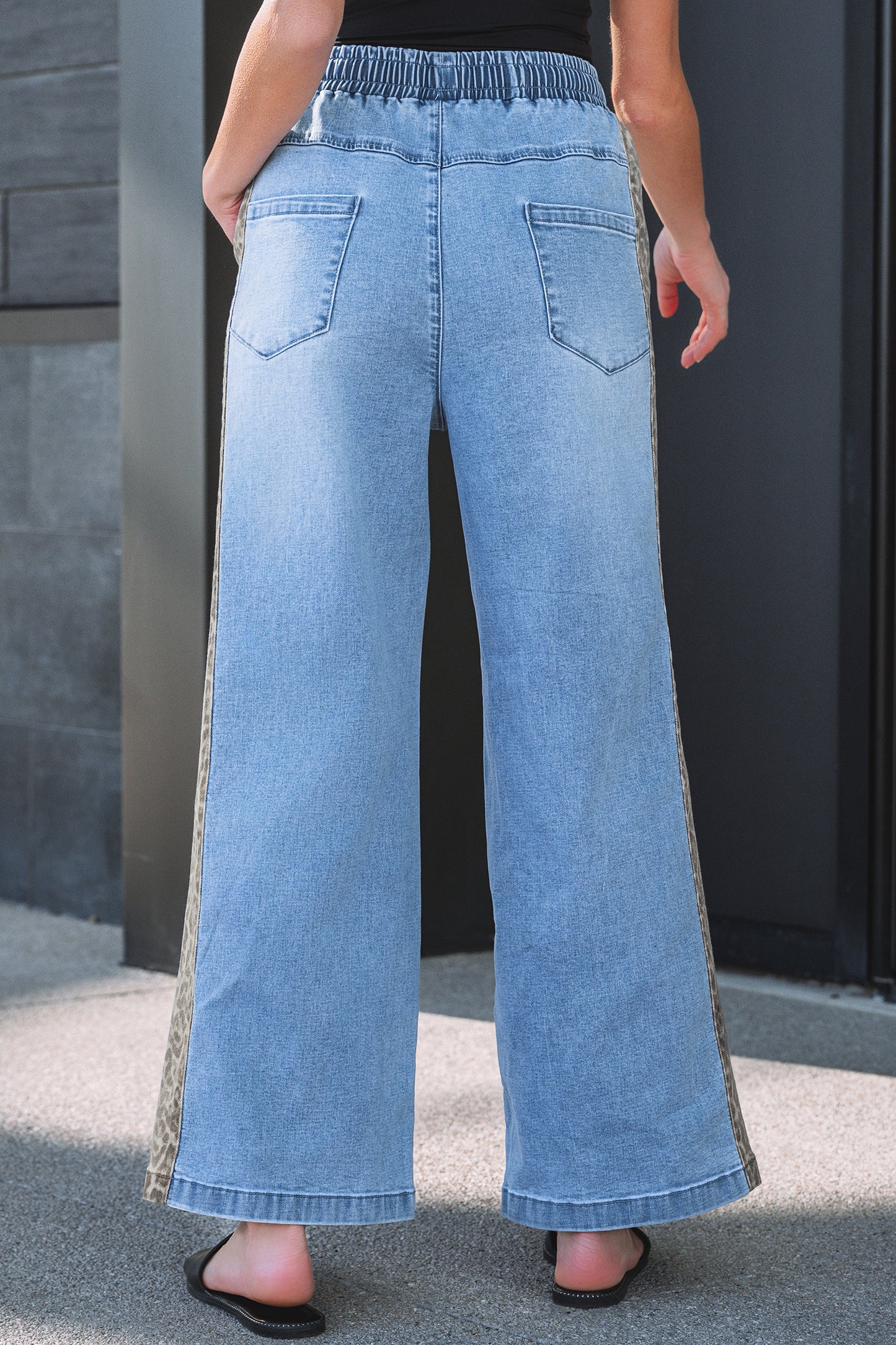 Beau Leopard Striped-Wide Leg Jeans