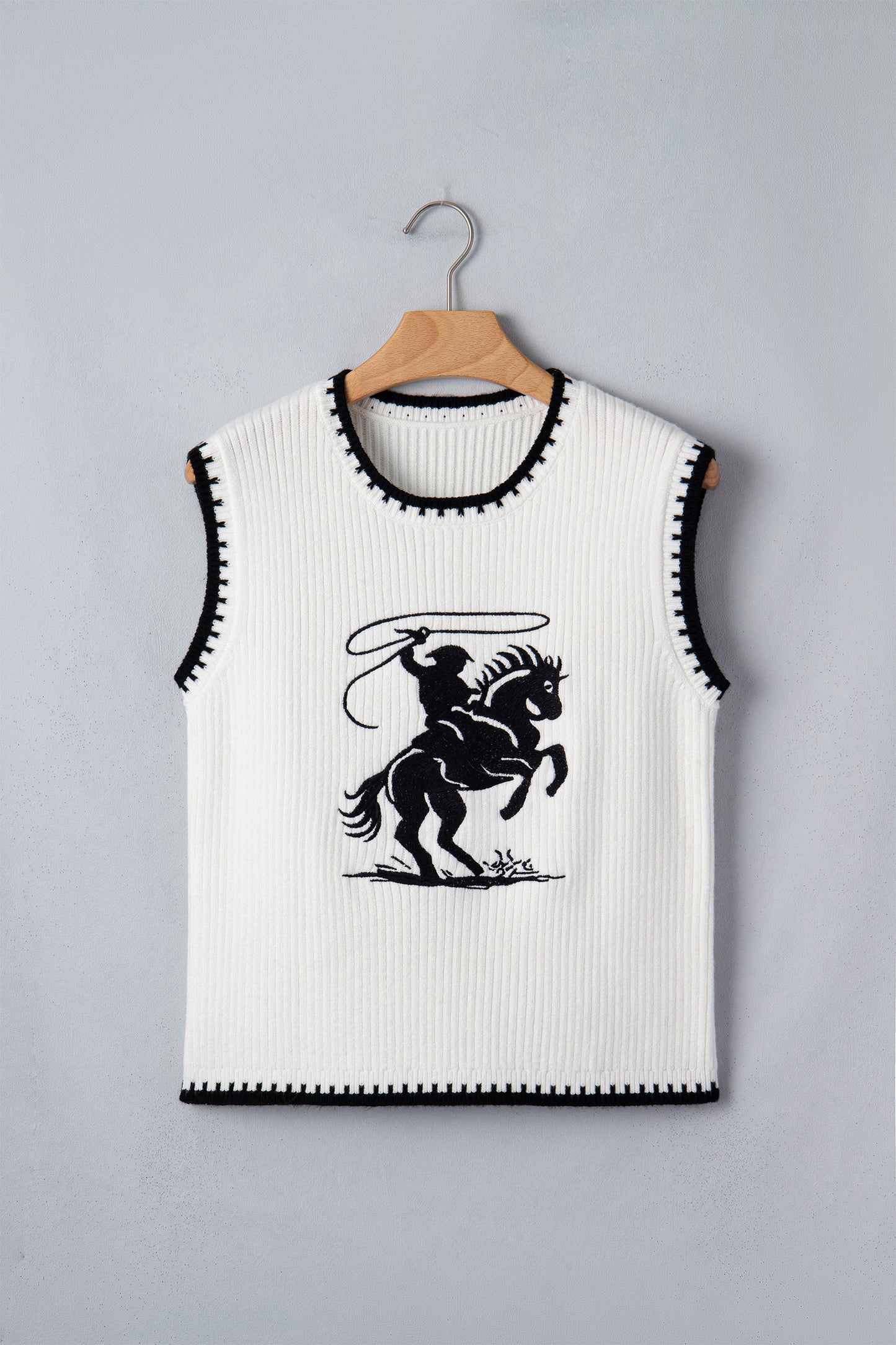 White Contrast Rodeo Sweater Vest