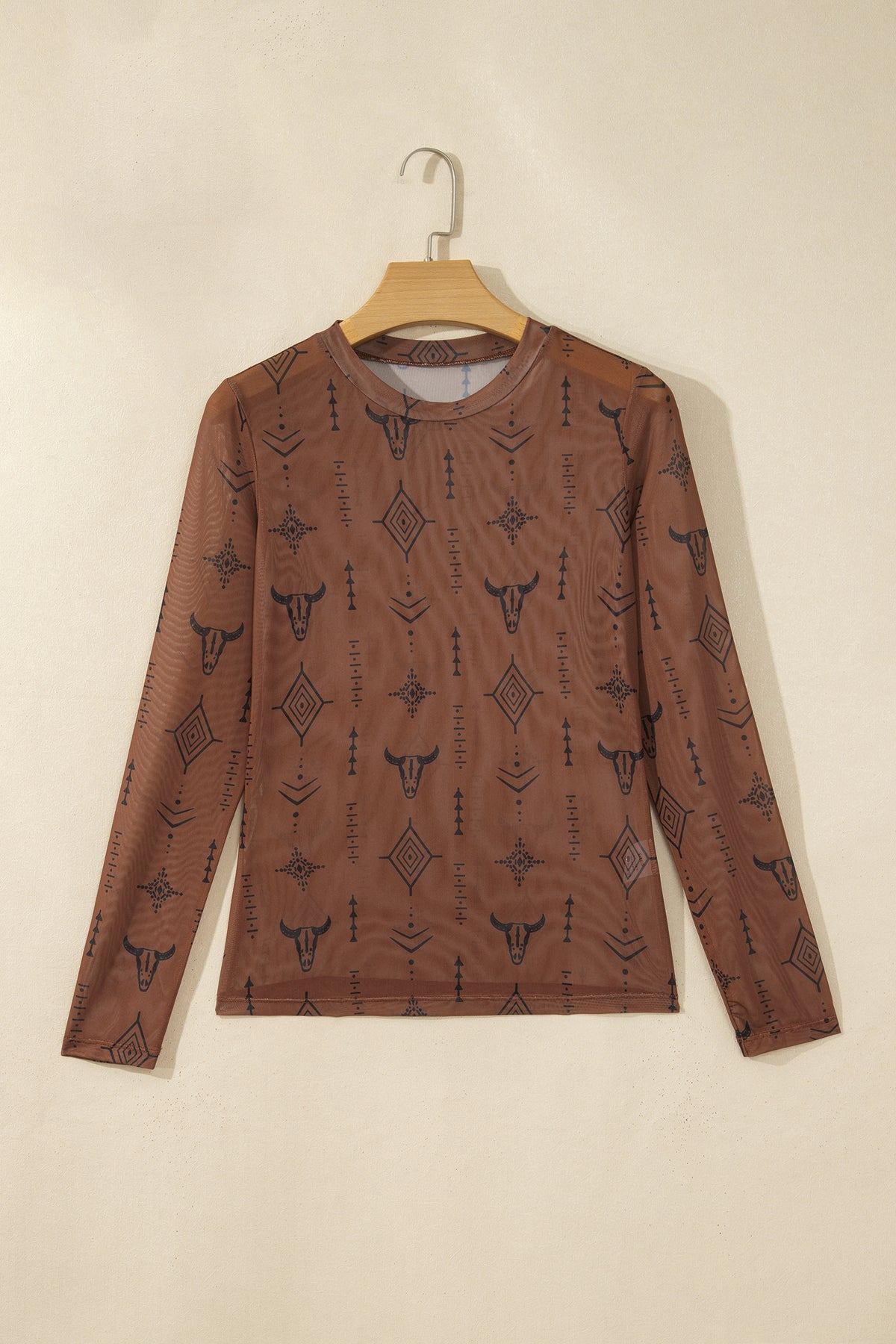 Chestnut Retro Western Print Sheath Top