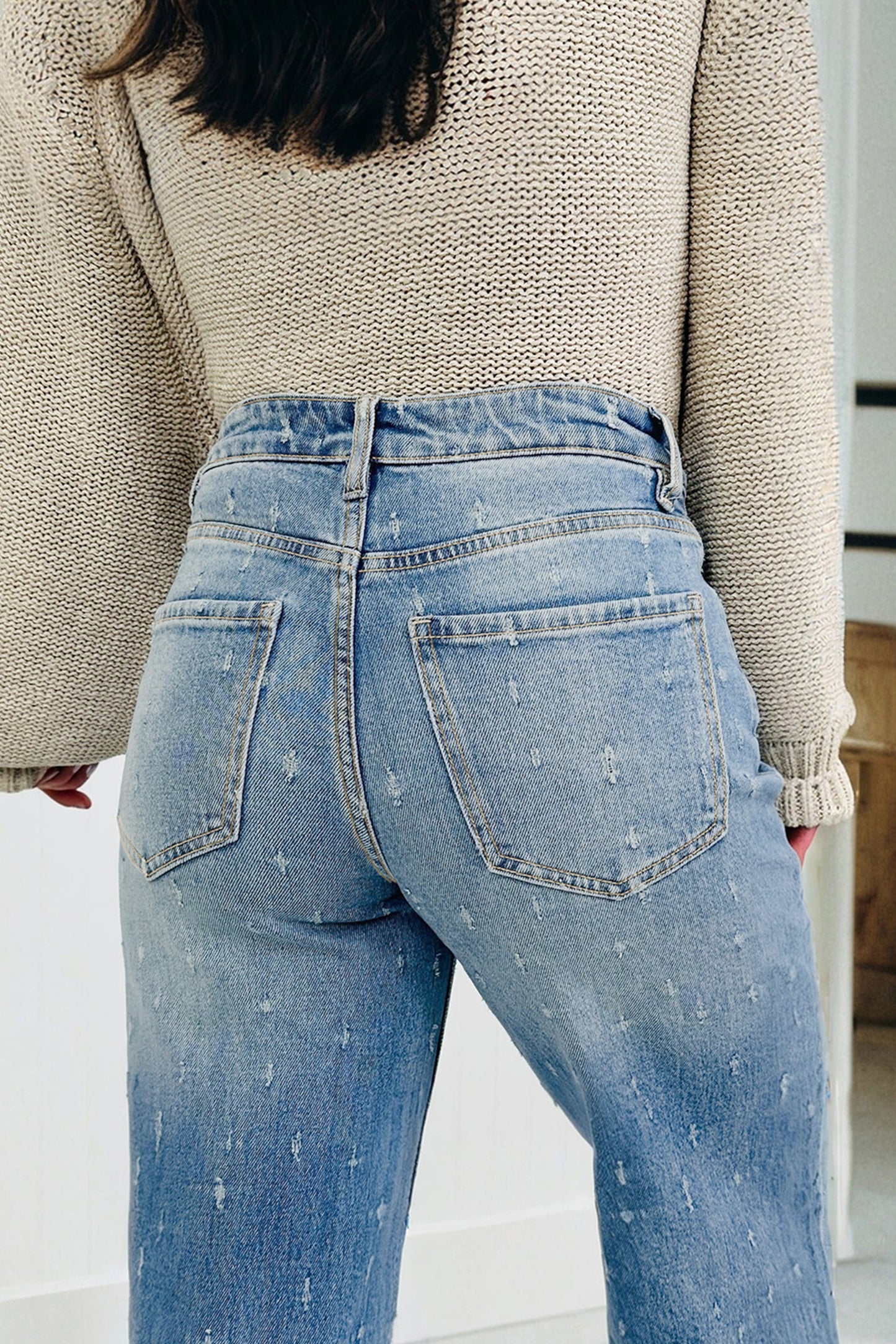 Distressed Raw Hem Jeans