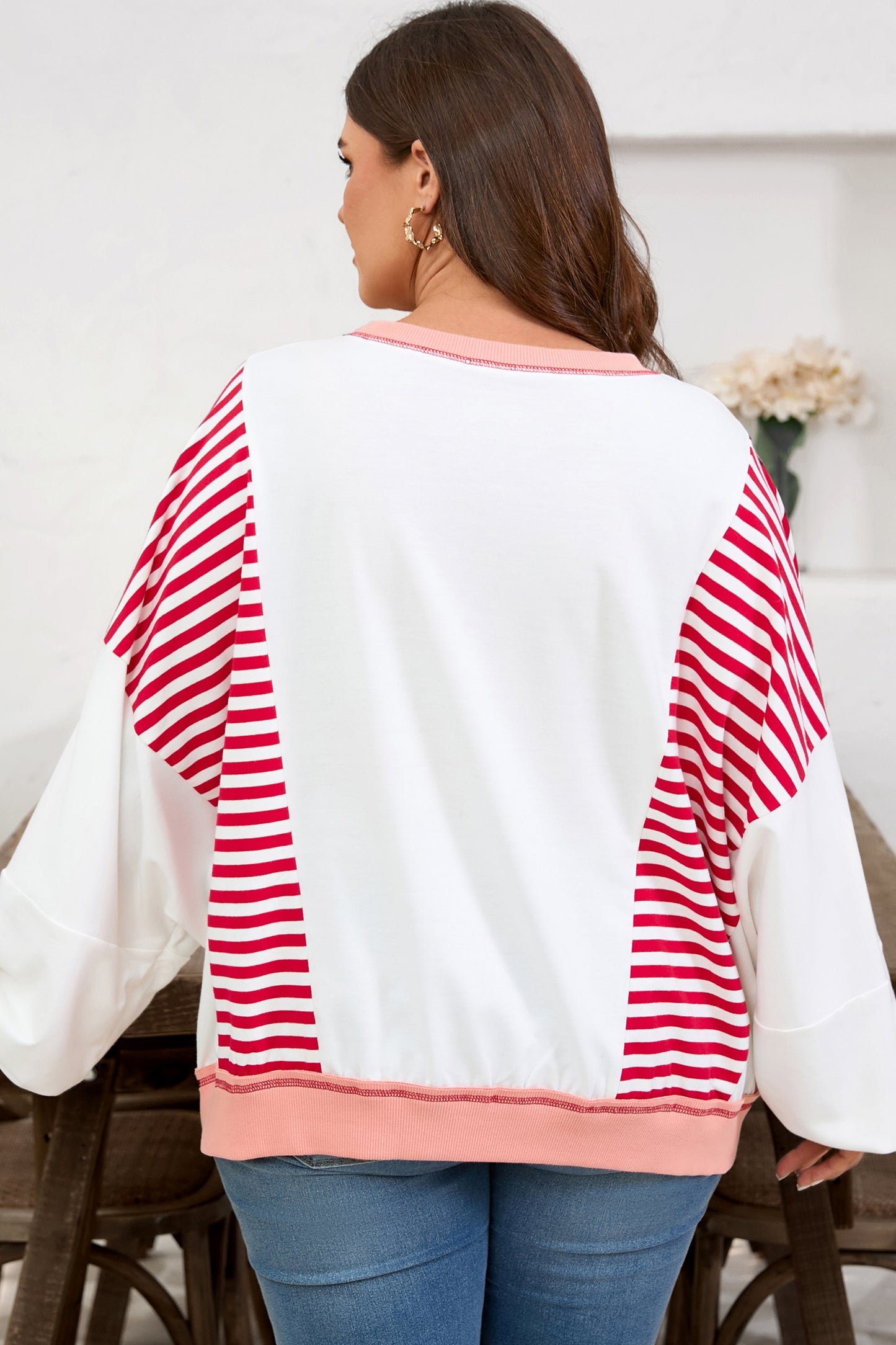 Red Stripe Plus Sweatshirt