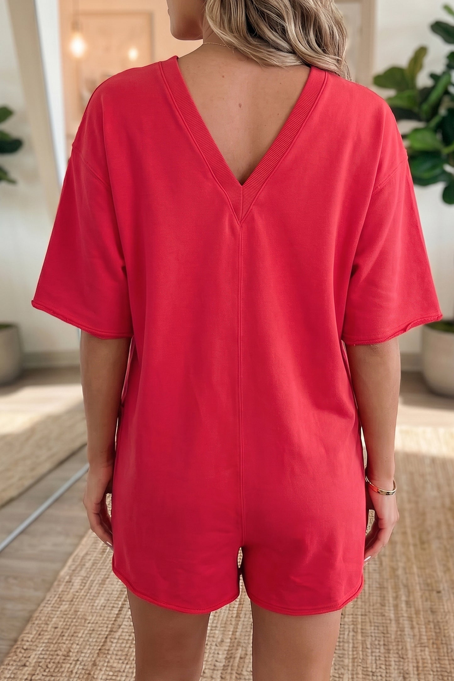 Fiery Red Loose Romper