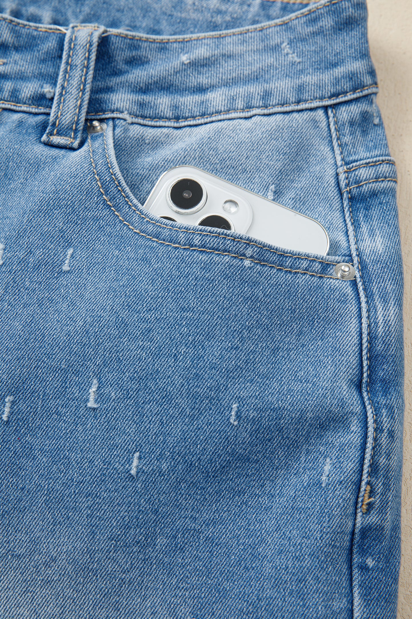 Distressed Raw Hem Jeans
