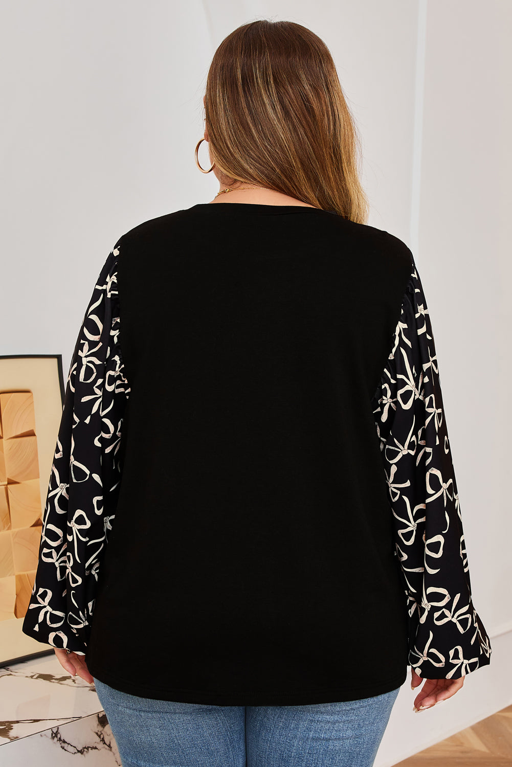 Black Bow Plus Size Blouse