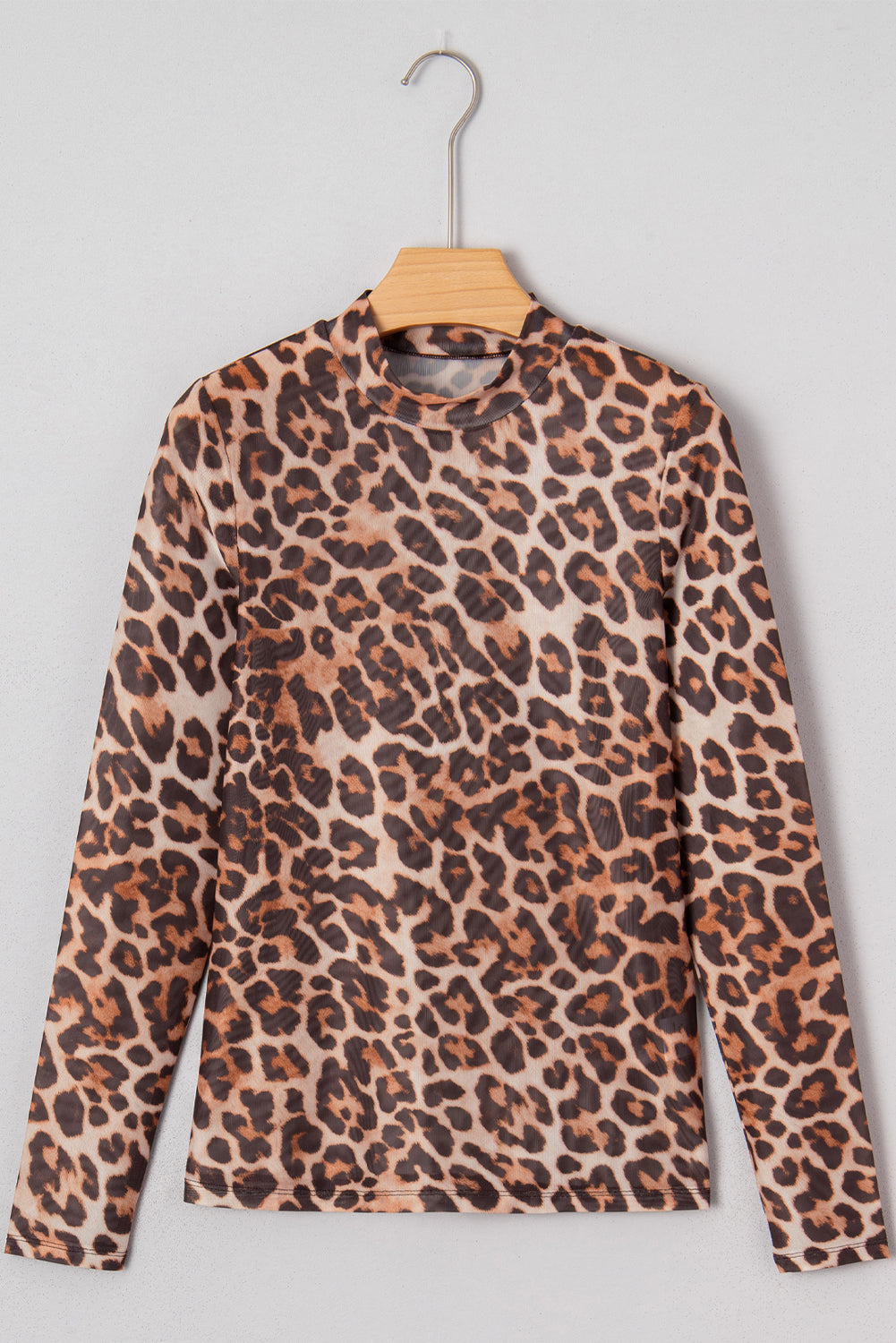 Brown Leopard Mesh Top