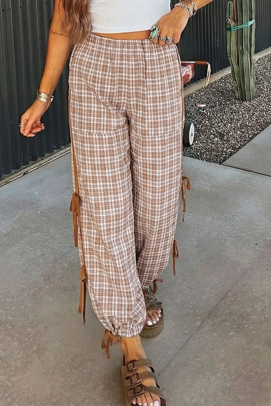 Chestnut Plaid Jogger Pants