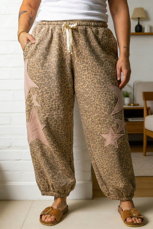 Plus Size Leopard Jogger Pants