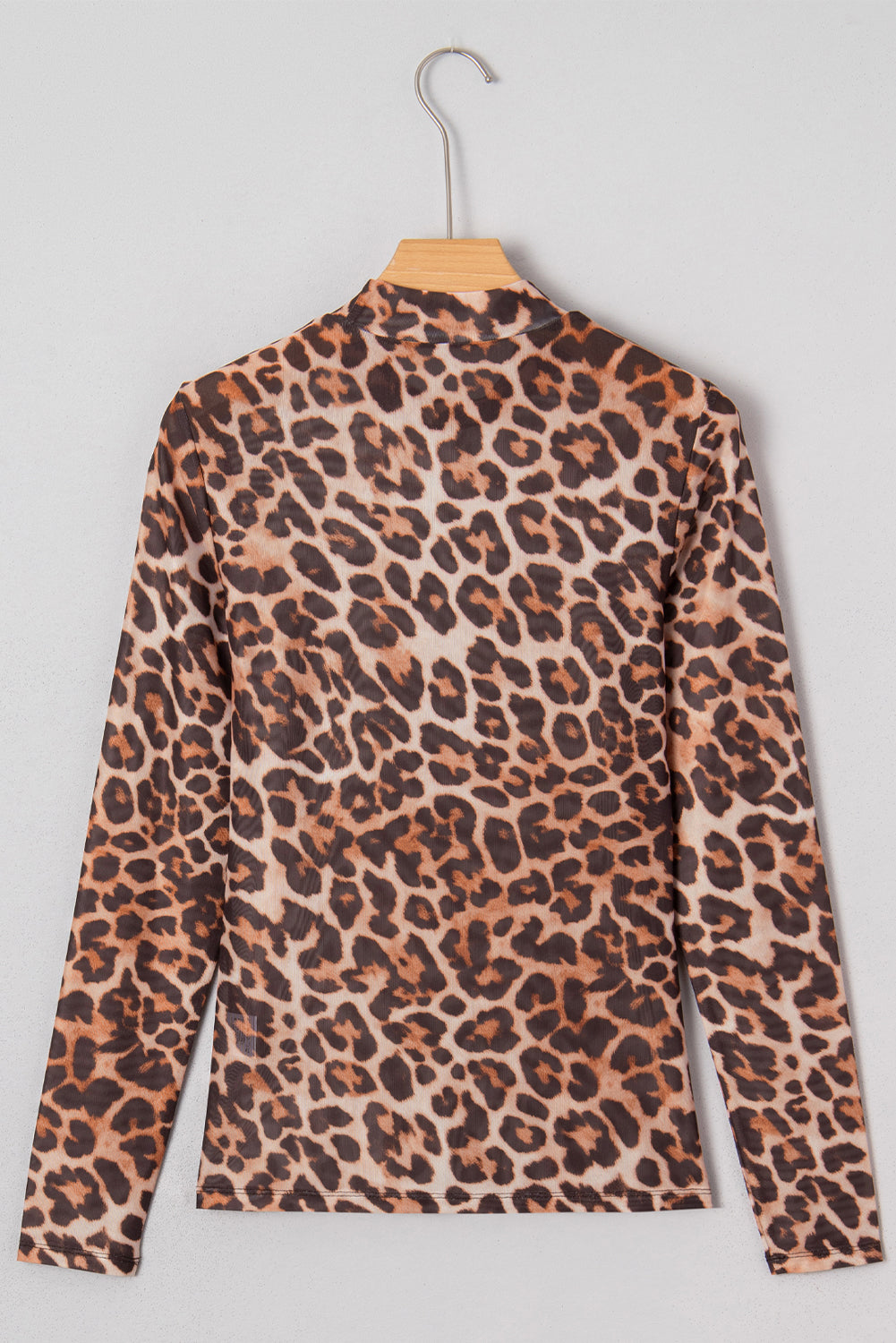 Brown Leopard Mesh Top