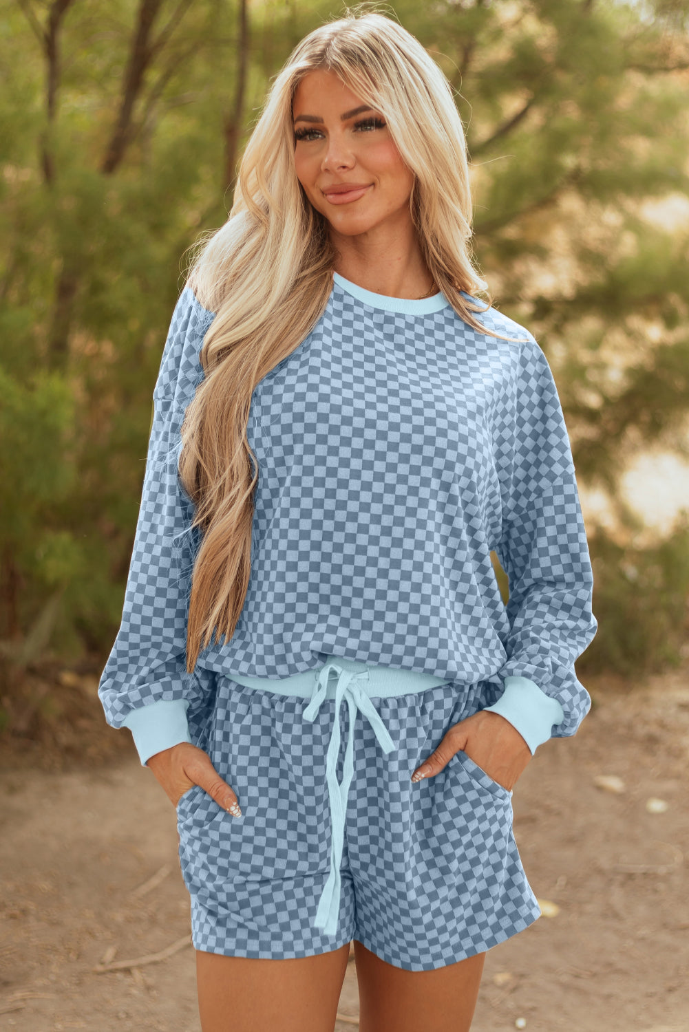 Sky Blue Checkerboard Set