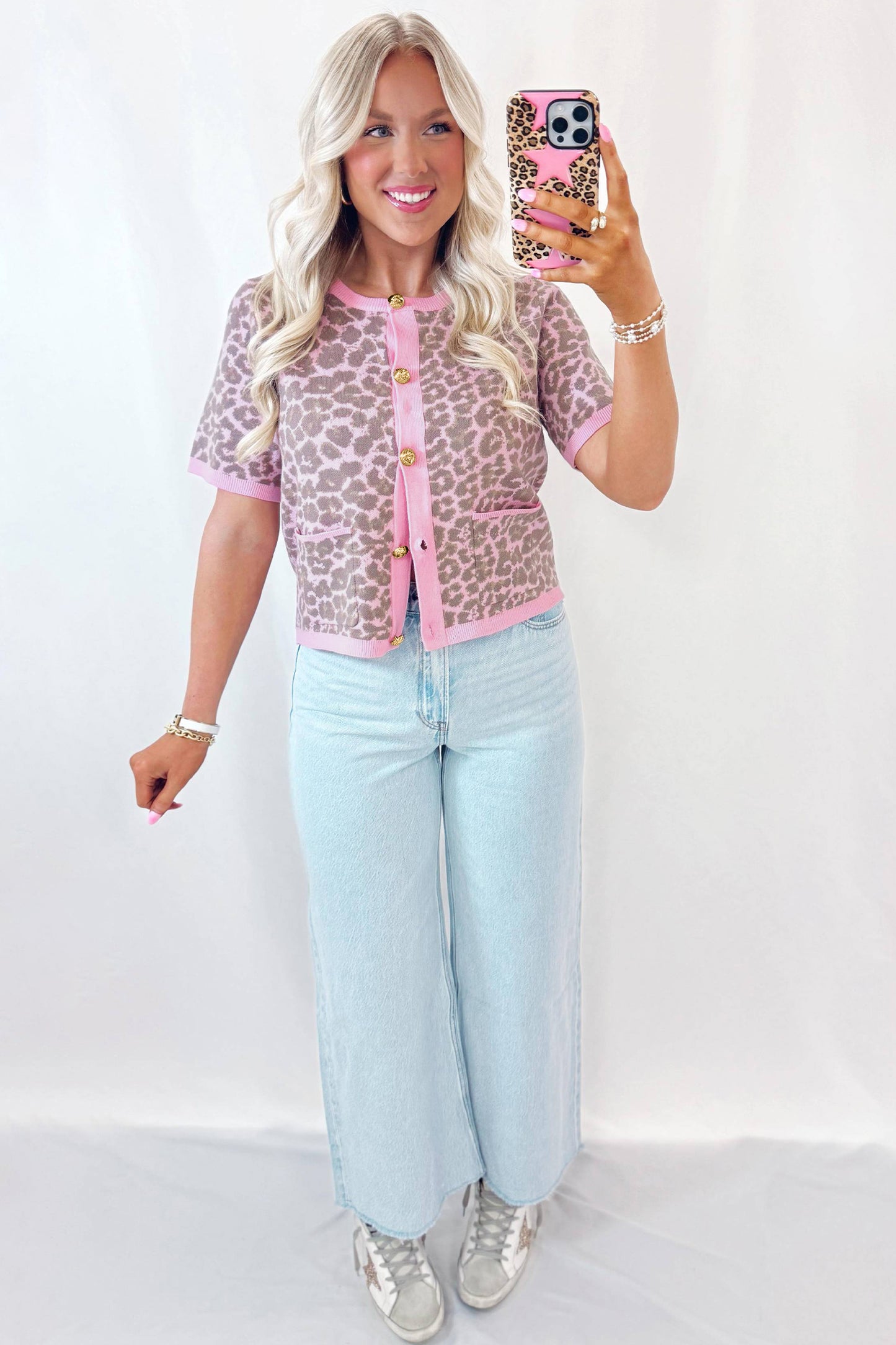 Pink Leopard Cardigan