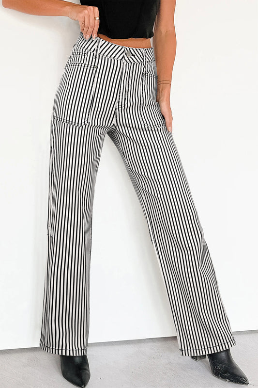 Black Stripe Denim Jeans