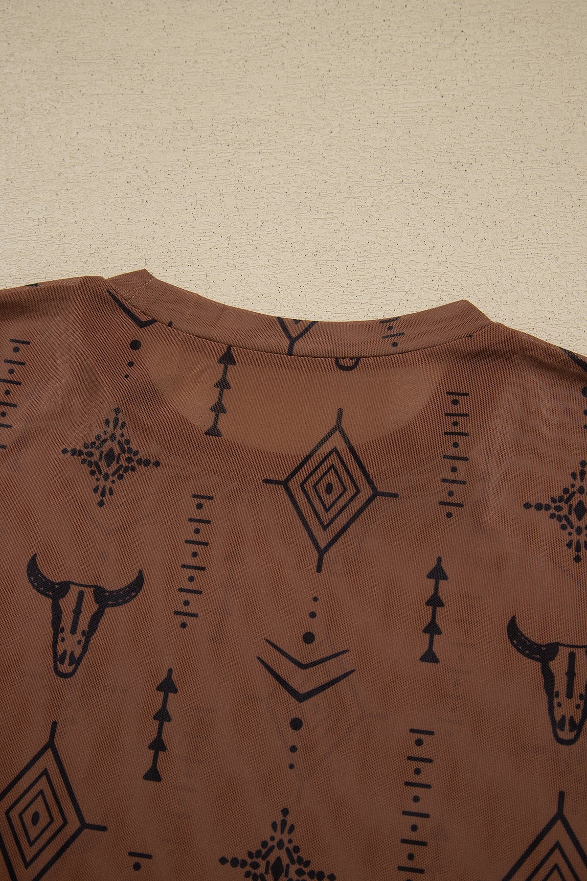 Chestnut Retro Western Print Sheath Top