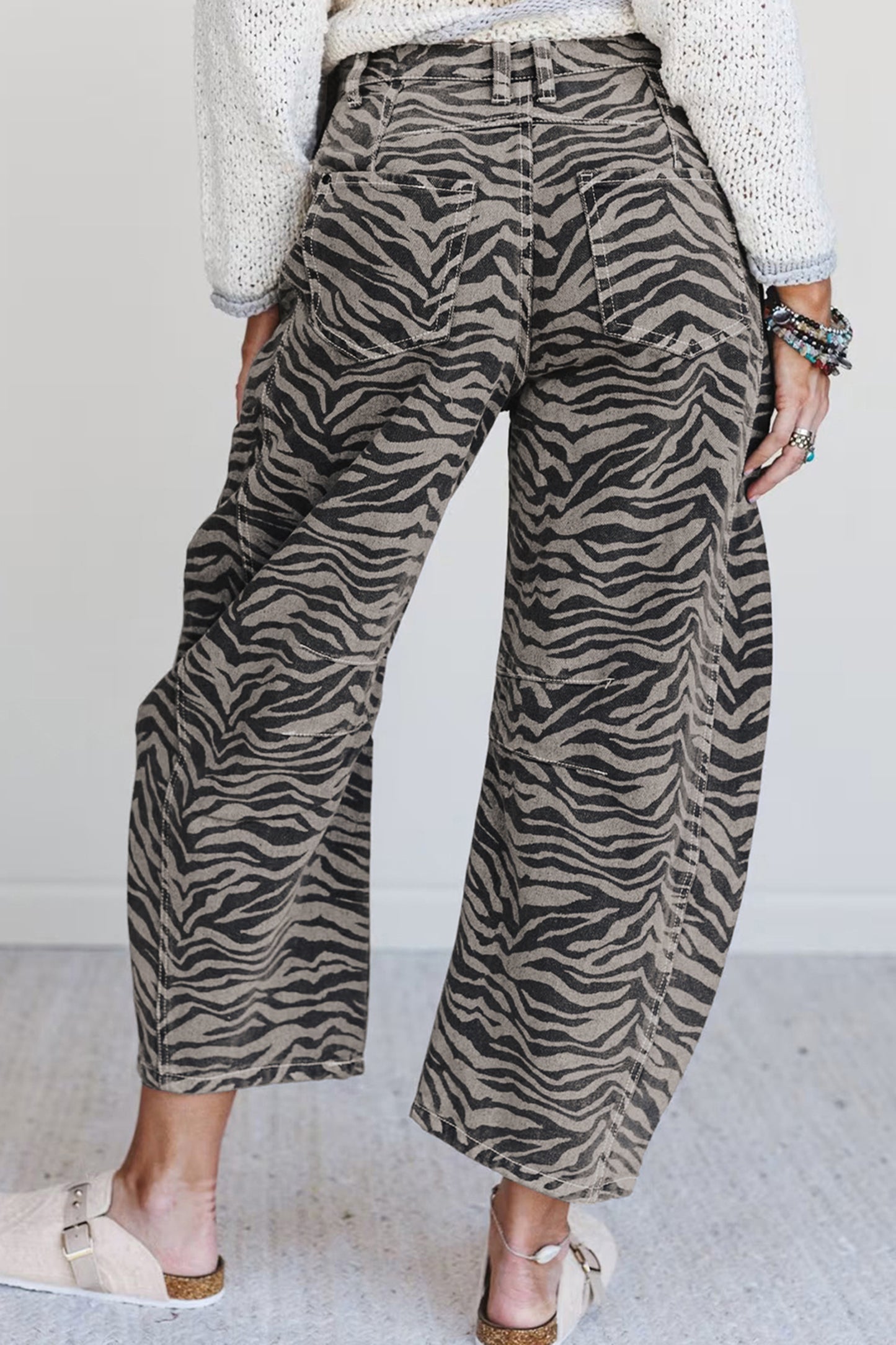 Gray Zebra Stripe Jeans