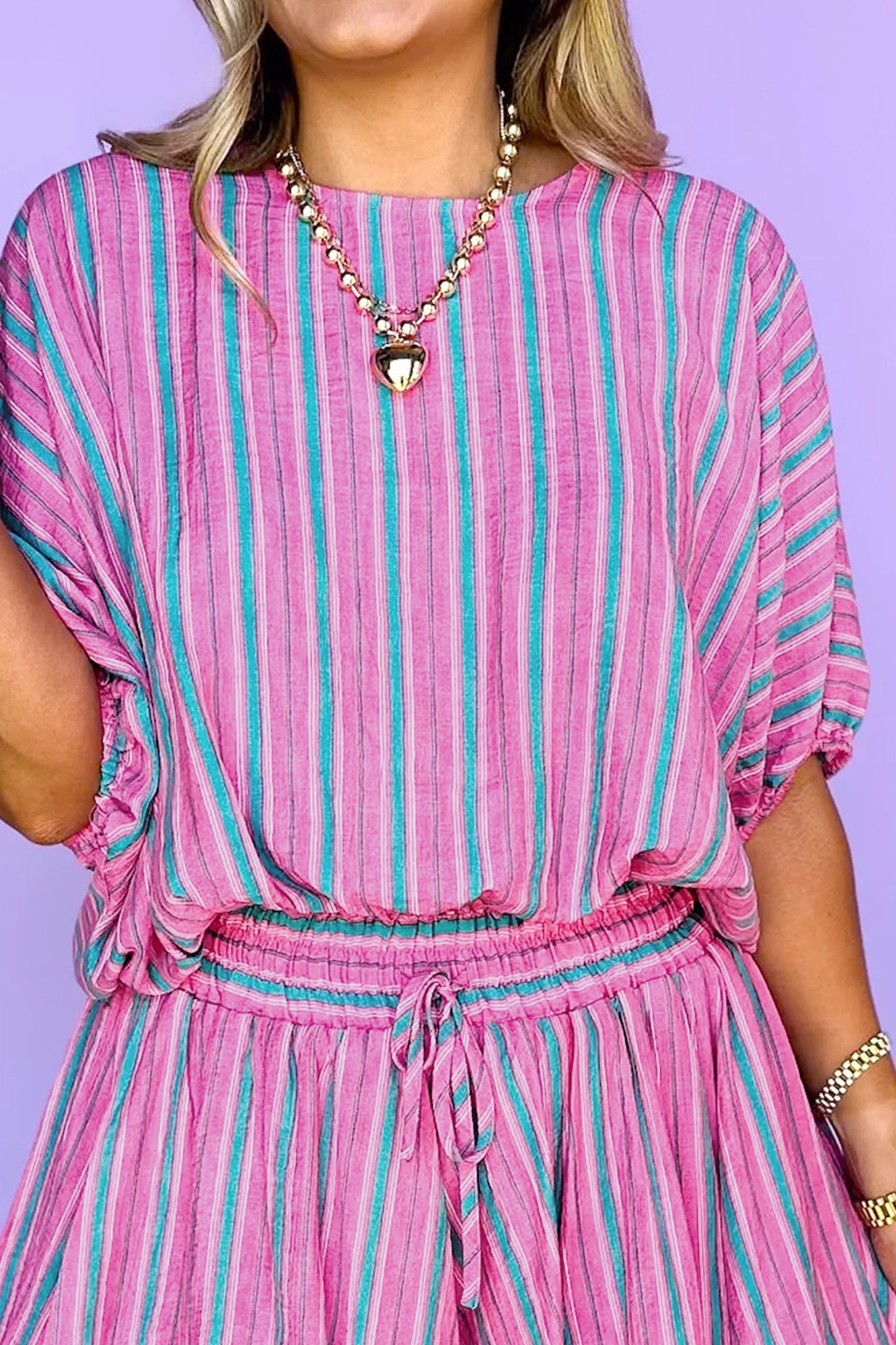 Pink Stripe Dolman Short Set