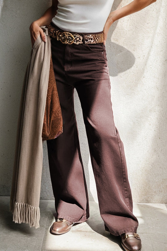 High Waist Coffee Jeans