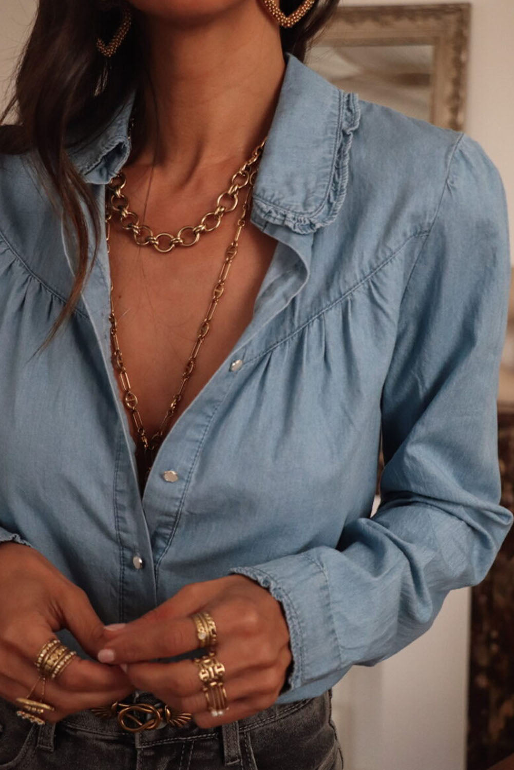Jean button up