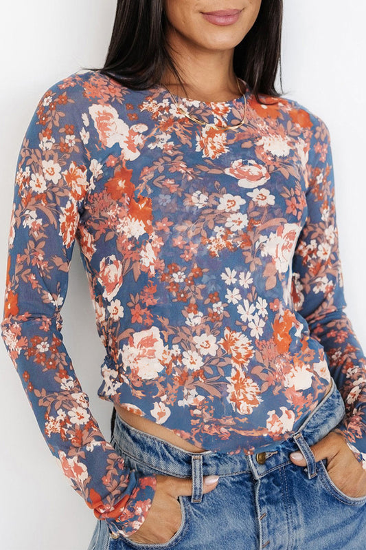 Orchid Floral Mesh Top