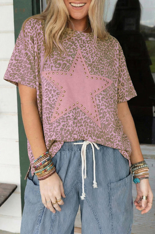 Pink Leopard Retro Tee