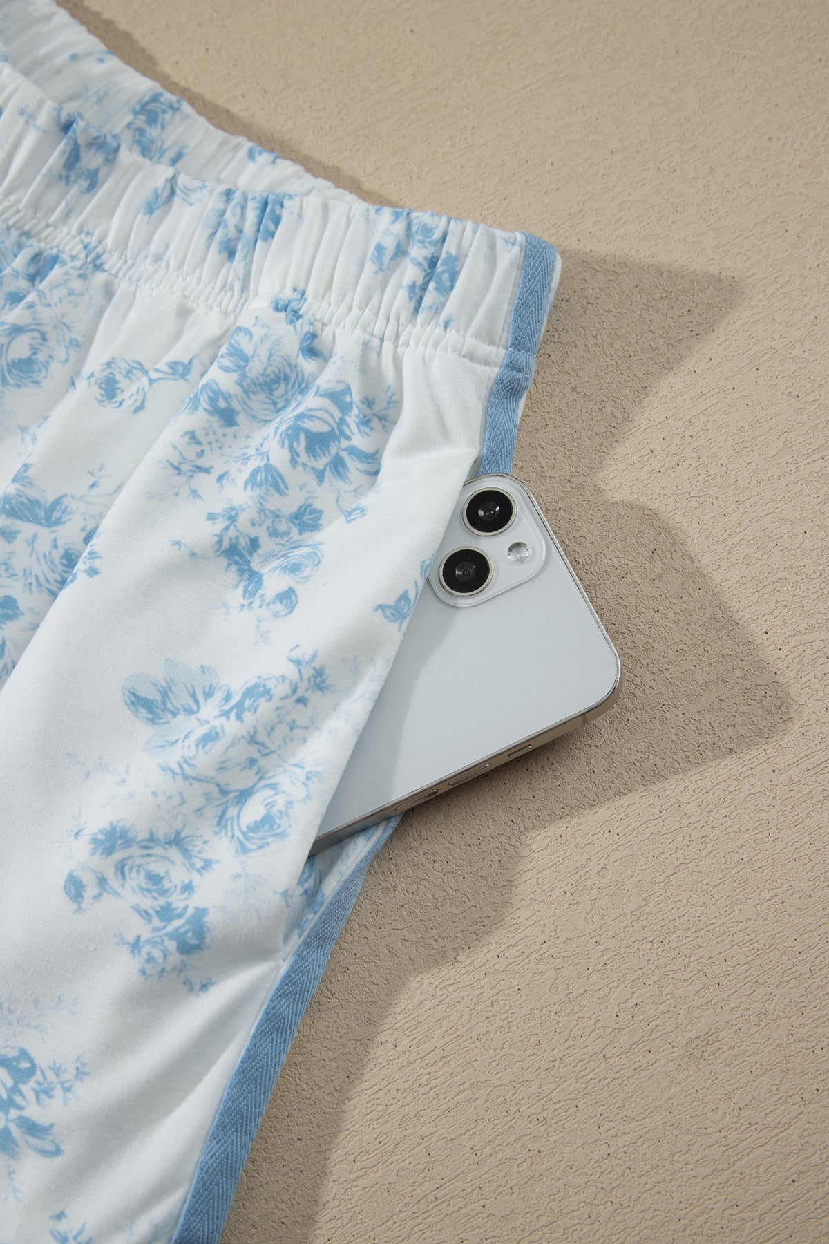 Blue Floral Print 2pcs Set